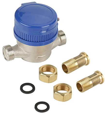 Tyenaza 15mm 1/2 Zoll Kaltwasserzähler，mit Messingarmaturen mit Rücklaufsperre für den Garten- und Heimgebrauch Messanwendungen Gartenzubehör