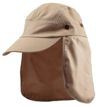 Carnavalife Sombrero de Sol con Protección Cuello para Hombre Mujer, Gorras de Béisbol Plegable y Ajustable, Gorro con Orejeras de Acampada y Marcha, Unisex, Talla única (Marrón)