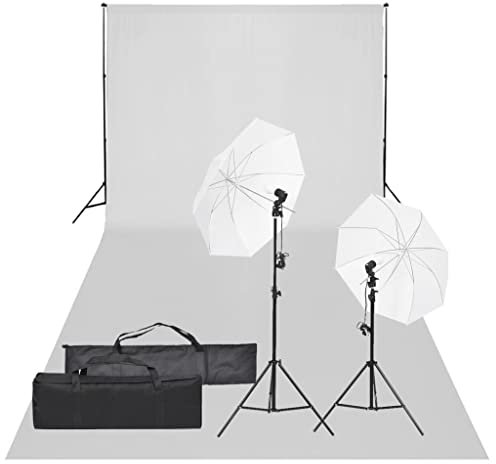 vidaXL Kit de Estudio Fotográfico con Set de Luces y Fondo Soporte Telón Pantalla Foto Video Sistema Lámparas Luz Iluminación Plegable
