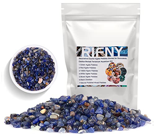 RIFNY Pierres décoratives, galets de rivière naturels écrasés pour aquarium, plantes grasses en pot, pot de fleurs, cactus, décoration de jardin, remplissage de vase, gravier (0,7 kg) (bleu)