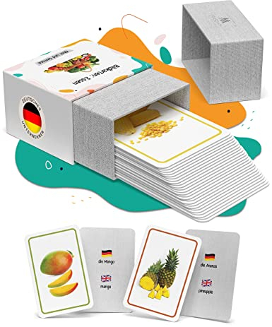 MASCHKY Lernkarten Kinder – Hochwertige Bilderkarten - Sprachförderung - Montessori - Stabile & Dicke Bildkarten - Logopädie Spiele - Zweisprachig - Tolle Geschenkidee…
