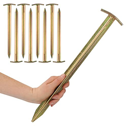 your GEAR Zelthering Set TT 400 aus Stahl - Robuste Erdnägel für Zelt & Pavillon, 8 Stück T-Profil Erdanker 400mm