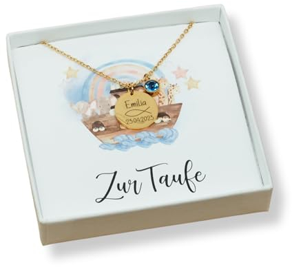 Personalisierte Taufkette Mädchen Junge Geschenk zur Taufe Patenkind Kommunion