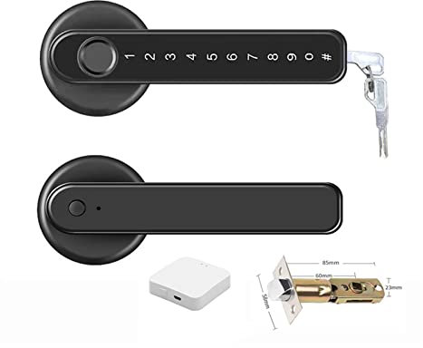 Maniglia per porta intelligente Blocco biometrico intelligente for impronte digitali con telecomando compatibile con APP Tuya for porta in metallo in legno for interni Serrature intelligenti antifurto