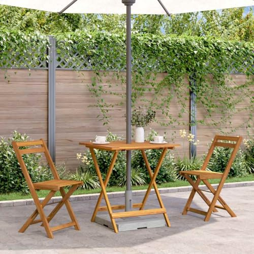 Myheimly Akazienholz Massiv Gartentisch Klappbar Bistrotisch Klapptisch Holztisch Garten Tisch Esstisch Terrassentisch Gartenmöbel 70 x 70 x 75 cm