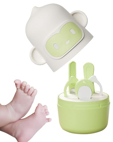 Huehkir Juego de cortaúñas para bebés, kit de uñas para bebés | Kit de uñas 4 en 1 | Kit de cuidado de uñas fácil de agarrar, seguro, incluye bonito estuche, cortaúñas, tijeras, lima de uñas y pinzas