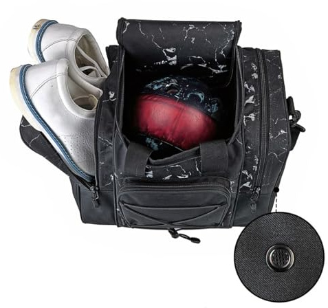 Nevalerra Bowlingtaschen,Bowlingtaschen 1 Ball -Tasche | Vår bowlingbollpåse tillverkad a Multifunktionale Handtasche mit gepolsterter Innenseite, Verstellbarer Gürtel, passend für, Schuhe, Handtuch