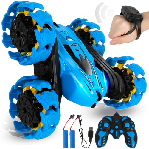 Ferngesteuertes Auto Kinder ab 3 4 5 6 Jahre mit LED Lichter | 2.4Ghz RC Auto mit 360° Drehung & 4WD Offroad | 2 Aufladbarer Batterien | Monstertruck Spielzeug Geschenk für Jungen Mädchen (Blau)