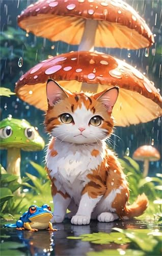 Puzzle 300 Pieces Chat Champignon, Jeux éducatif Défi Jouets Puzzles Classiques, Parfaitement Emboîtable Lettres au Dos, pour Vous Faciliter Le Travail pour Hommes Femmes Plus âgés 40 x 28 cm