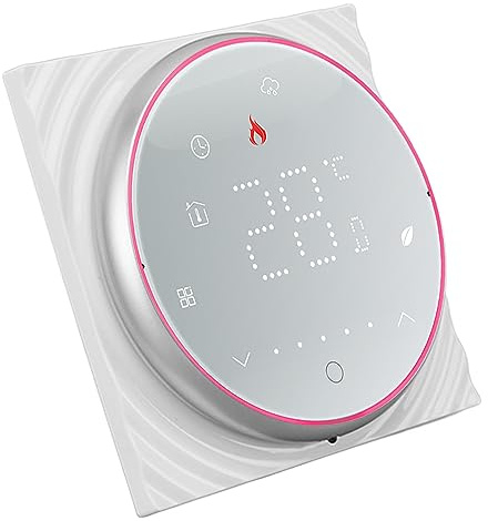 Cryfokt Smart Termostat för Pannvärmesystem Programmerbar LED-display Tunn Panel Enkel Installation för Smarta Hem (Vit)