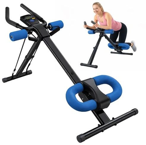 Ab Machine Adjustable Ab Trainer for Home Gym Foldable Abs Workout Equipment with Knee Padding and LCD Monitor