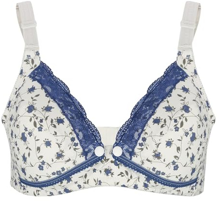 Zerodis Reggiseno Allattamento 38/85 Pizzo Blu | perfetto per Gravidanza e Allattamento Notturno. Traspirante e Regolabile per evitare Cedimenti. Chiusura Frontale Pratica