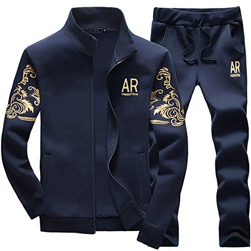 MANLUODANNI Men's Tracksuit Sets Bottoms Full Zip Jogging Gym Suit Jacket with Pockets, L, 078blue