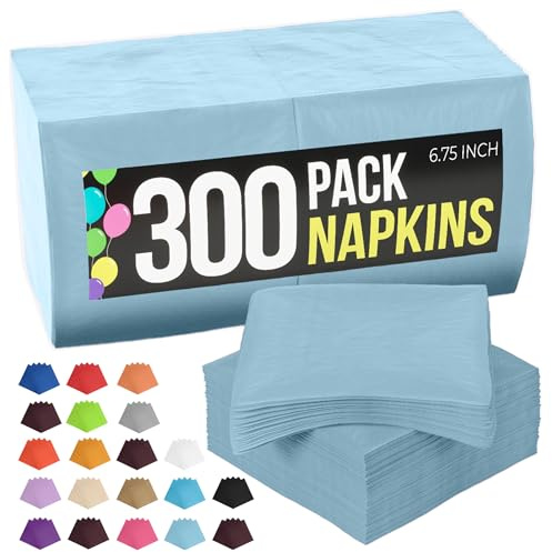 Party Solids Light Blue Napkins Disposable Everyday 300 Pcs 2 Ply Light Blue Dinner Napkins Bulk For Parties & Party Supplies