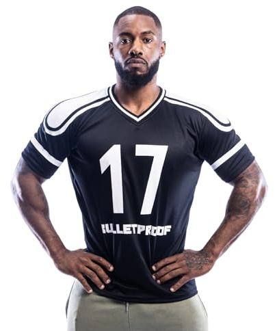 Mens Oversized T-Shirt American Football Style Top Jersey 100% Polyester Team Shirt (Black and White, 3XL)