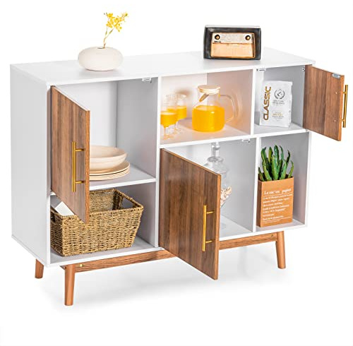 COSTWAY Mueble con 3 Puertas y Compartimientos, Mueble TV Moderno, Despensa Multiuso Ideal para Casa y Oficina