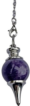 Ädelsten ametist glaspendel, vintage, kristall, hänge, radiestesi, chakra reiki, spådom, meditation, wica (ametist)