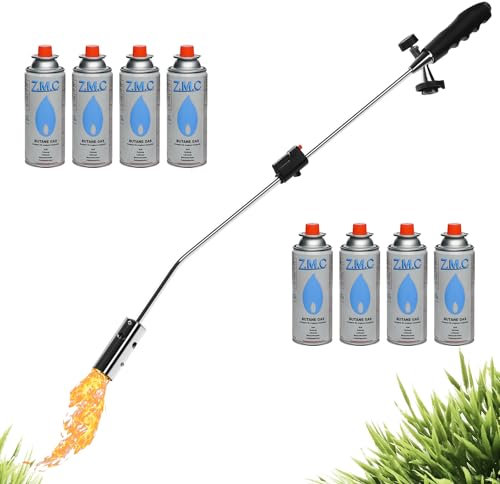 Diserbante Brucia Erbacce Unkrautreiniger Bruciatore + 8x Cartucce di Gas 227g MSF-1a Con Accensione-Piezo Dispositivo Infiammabile Pistola Spara Fiamma a Bunsen Ossidrica