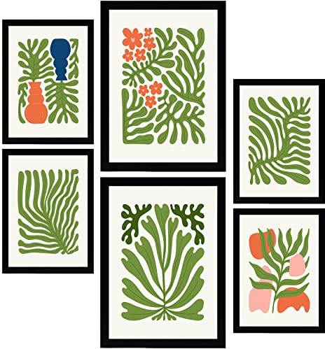 Nacnic Set med 6 minimalistiska affischer i livliga färger, perenn, tryck av landskap och natur för inredning och dekoration, A3 och A4-storlekar, utan ramar