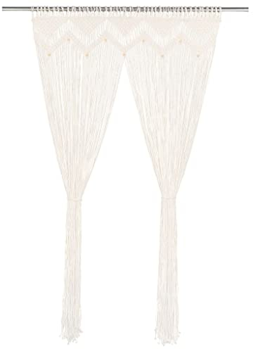 JUNZAI Makramee Vorhang, Türvorhang, Boho Deko Outdoor, Fliegenvorhang, Bodenkissen, Makramee Deko, Balkonvorhang, Raumtrenner Vorhang, Boho Gardine, 140×240 cm Baumwolle