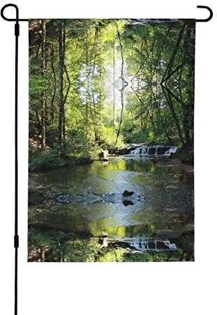 Drapeau de jardin imprimé forêt France arbres ruisseaux drapeaux de jardin drapeaux de cour double face drapeau de décoration pour toutes les saisons 31,8 x 45,7 cm