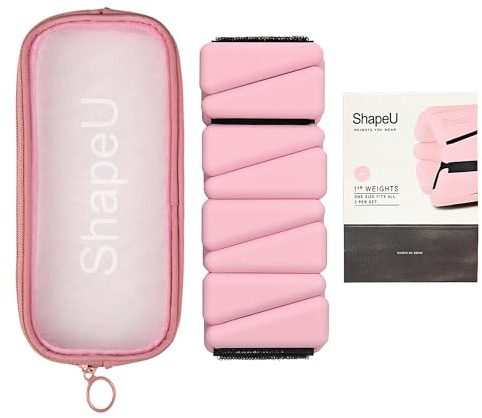 ShapeU Wrist & Ankle Weights - Adjustable Bands for Women & Men Workout, Running, Jogging, Walking, Yoga, Dance, Pilates, Aerobics, Strength Training - Set of 2lb (1lb each) - Pink