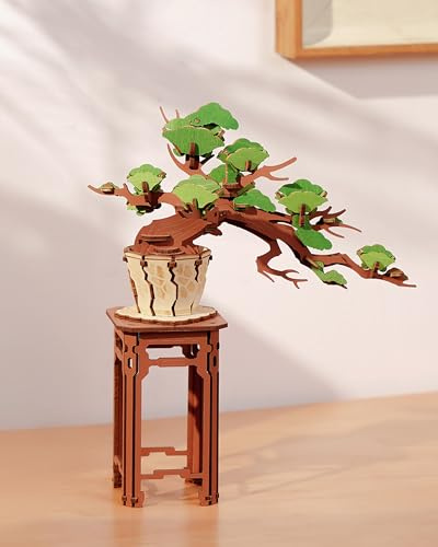 Rolife Puzzle 3D Sakura e Pino Sempreverde Kit di Modelli Puzzle in Legno per Adulti da Costruire Decorazione per la Casa Regali Creativi per Adulti e Bambini (Bonsai di Pino Sempreverde)