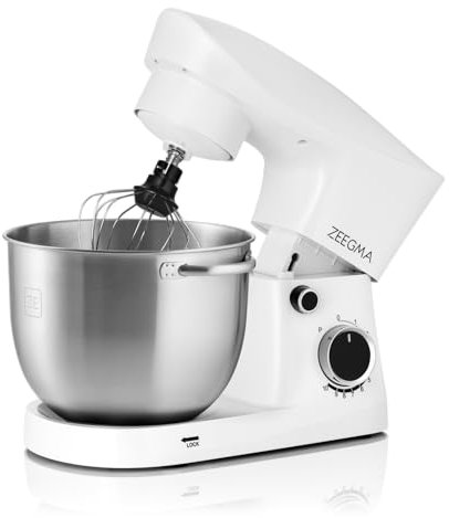 ZEEGMA PLANEET EASY Robot Planétaire 1500 W Robot de cuisine multifonctionnel avec bol de 5,2 L avec 2 poignées, mixeur 10 vitesses avec crochet, agitateur, fouet, couvercle avec mesures
