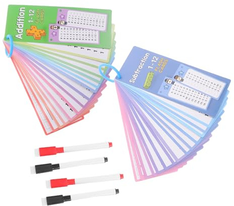 Happyyami 1uppsättning Matematik Flashkort För Pojke Flicka Återanvändbara Torkbara Addition Och Subtraktion Interaktiva Lärverktyg För Tidig Matematik Utbildning Med Pennor
