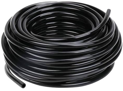 Manguera Riego Goteo, 4/6 mm Manguera de Goteo, Micro Manguera de Riego, PVC Flexible Tubo Riego, para Césped, Jardines, Riego Agrícola (Negro, 20 m)