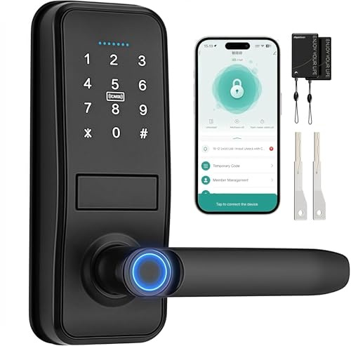 TEKXDD Cerradura Inteligente WIFI - 7 en 1 Cerradura Electronica,Tuya App, IC Card, NFC, Huellas Dactilares, Contraseña Digital, Llave Mecánica,Biometric Smart Door Lock, Bloqueo Automático