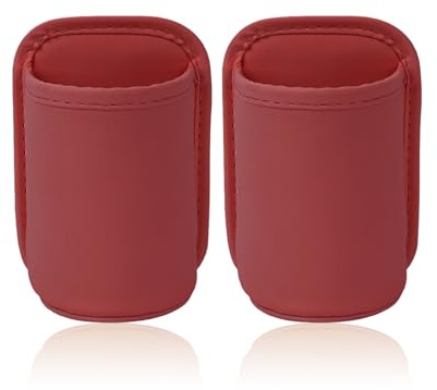 Auroriel 2 Piece Car Cup Holder, Backseat Clip, Large Cup and Bottle Holder, Multifunctional Door Pocket, Storage Organizer, Red PU Leather