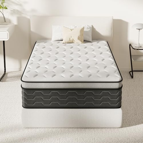 DEWINNER Colchón 105x190 | Altura 27 cm | Colchones Viscoelástico con Muelles Ensacados | 7 Zonas | Firmeza Media | Ideal para Habitaciones Pequeñas y Una Persona | Transpirable | Ergonómico