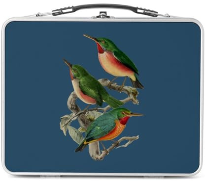 Fabulous Lunch Box Métal Argenté pour Sandwich et Snack - Todier Oiseaux Planches Biologie Faune Illustration Ancienne - Boîte à Goûter Aluminium Gamelle Rigide Style Rétro Imprimée en France