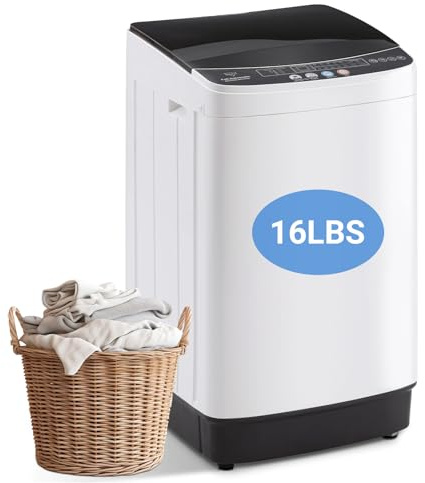Erivess 16 lbs Portable Washing Machine, 2.0 Cu.Ft Capacity Full Automatic Washer for Homes & Apartments, 8 Wash Programs, Compact Laundry Washer for Homes & Apartments, Dorm, Small Spaces