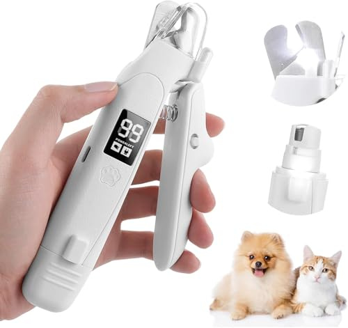 Aohcae Forbici luminose Pro 2 in 1 a LED, forbici per artigli per cani, gatti, con luce e paraspruzzi, silenziose e sicure per la cura delle zampe senza paura di cani, forbici per unghie per cani e
