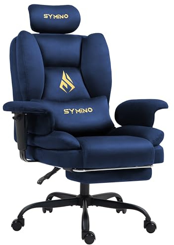 Symino Chaise de Bureau Ergonomique Fauteuil avec Repose-Pieds - Siège en Imitation Daim Gris - Réglable Hauteur et Accoudoirs - Capacité 130kg