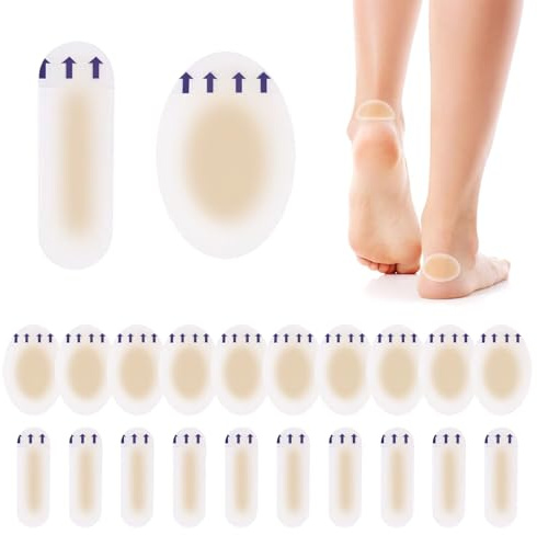 20 Cerotti per Vesciche Piedi in Gel Idrocolloide, 2 Forme Diverse, Protezione Talloni per Scarpe, Comfort e Protezione, Ideale per Scarpe Nuove