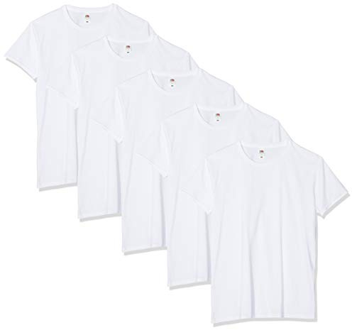 Fruit of The Loom Iconic Tee, Lightweight Ringspun 5 Pack, T-Shirt Uomo, Bianco (White 30), Medium