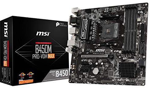 MSI ProSeries AMD Ryzen 2ND and 3rd Gen AM4 M.2 USB 3 DDR4 D-Sub DVI HDMI micro-ATX Motherboard (B450M PRO-VDH Max)