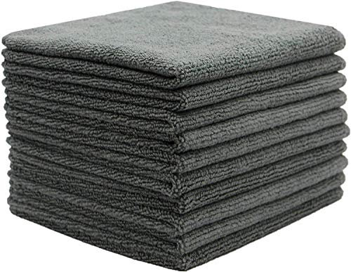 HIDMD Panni di Pulizia in Microfibra Panni in Microfibra per Spolverare Cucina Tavoli Specchi Ufficio Auto Confezione da 10 Unit 30cm x 30cm Grigio