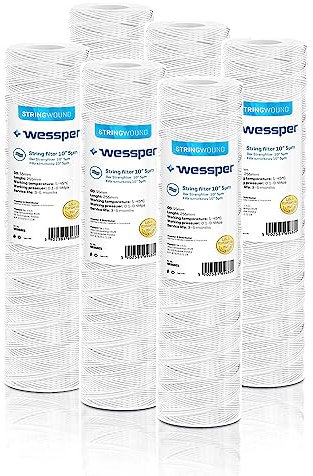6x Wessper Cartouche Sédiment Bobinée pour l'osmose inverse, l'eau alimentée par le pôle et la filtration des particules - 5 microns