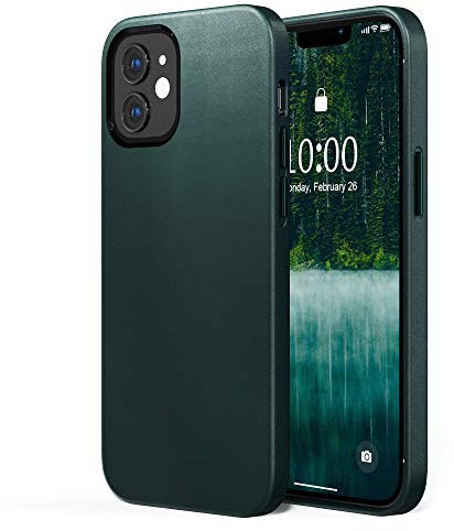 SURPHY Leather Case Compatible with iPhone 12 mini Case 5.4 inch, Premium PU Leather Case Cover (with Metallic Buttons & Microfiber Lining) for iPhone 12 mini, Green
