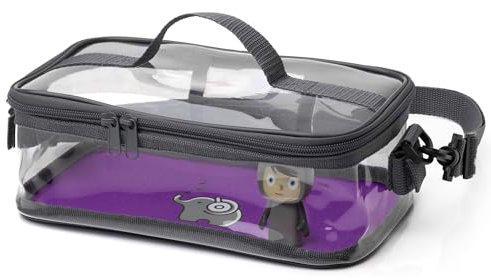 fantifant Magnetboden-Tasche für Tonies Hörfiguren - Transparente Aufbewahrung für Hörfiguren mit Magnet - Transporttasche für ca. 25 Toniefiguren - seepferdchenlila