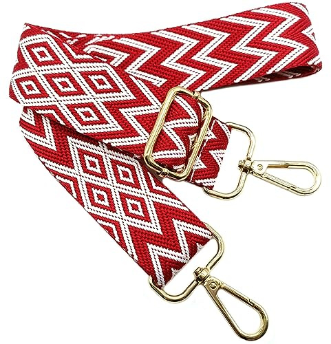Correa de Hombro Ajustable para Mujer Rojo, Correa de Reemplazo Bolso Colorida para Mujer con Hebilla de Oro Correa Ancha para Bolso para Piel, Camara, Monedero, Guitarra, Cruzados Accesorios, 701