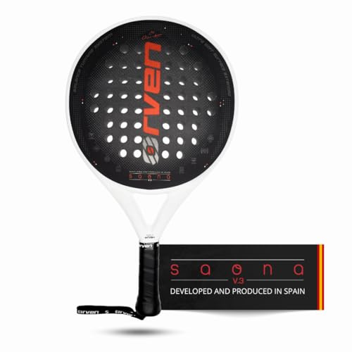 ORVEN SAONA 100% kontrollpaddelspade Tillverkad i Spanien - 85% kraft, 100% kontroll - för avancerade och professionella spelare - Padelracket för män och kvinnor med lock ingår