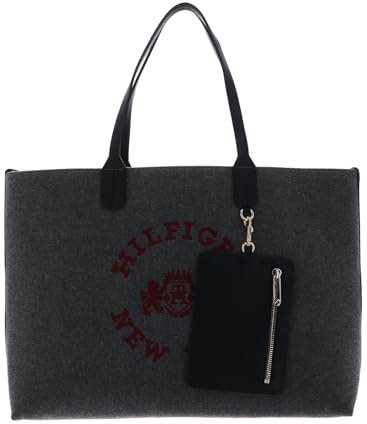Tommy Hilfiger Iconic Tommy Tote Wool Logo Grey Line