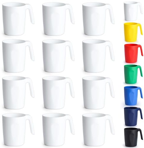 Kyraton Kunststoffbecher Set 12 teilig, unzerbrechliche und wiederverwendbare leichte Reisekaffeetassen, Espressotassen, leicht zu tragen und zu reinigen, mikrowellengeeignet, spülmaschinenfest