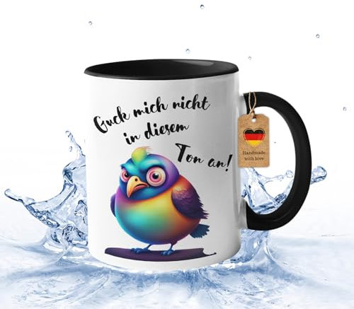 Druckerino Tasse mit Spruch - Guck mich nicht in diesem Ton an! - beidseitig bedruckt Spaßtasse witzige Tasse Spruchtasse Geschenk Arbeitskollegen