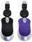 Mini souris filaire rétractable,2 pièces,mini souris optique portable,souris de voyage compacte et silencieuse,interface USB, 3 boutons 1600DPI, pour ordinateurs, ordinateurs portables (noir + violet)